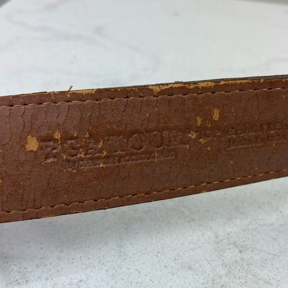 PGA TOUR TOP GRAIN MEN’S REPTILE EMBOSSED LEATHER BELT BROWN AND SILVER
